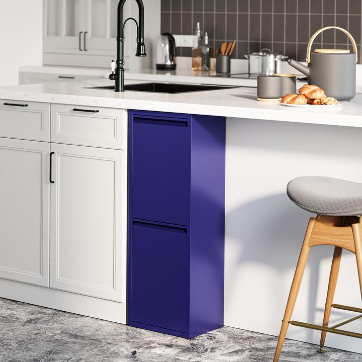 Produktbild En.Casa Mülltrennschrank Sollentuna Metall 2x14 L Nachtblau (28 l)