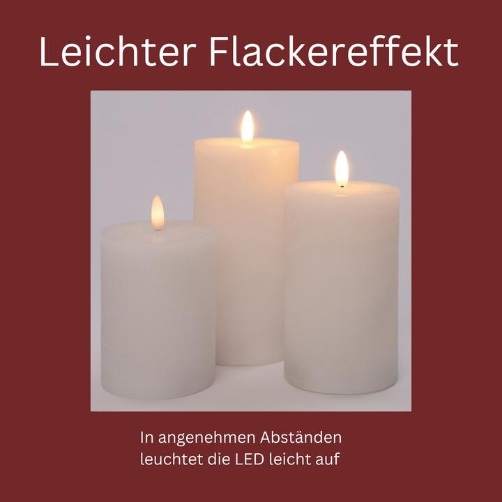Produktbild Novaliv 3er Set Led Kerzen 7,5cm ø Kerze flackernde Flamme mit Fernbedingung WEISS 15 cm + 12,5 cm + 10 cm H (1 x)