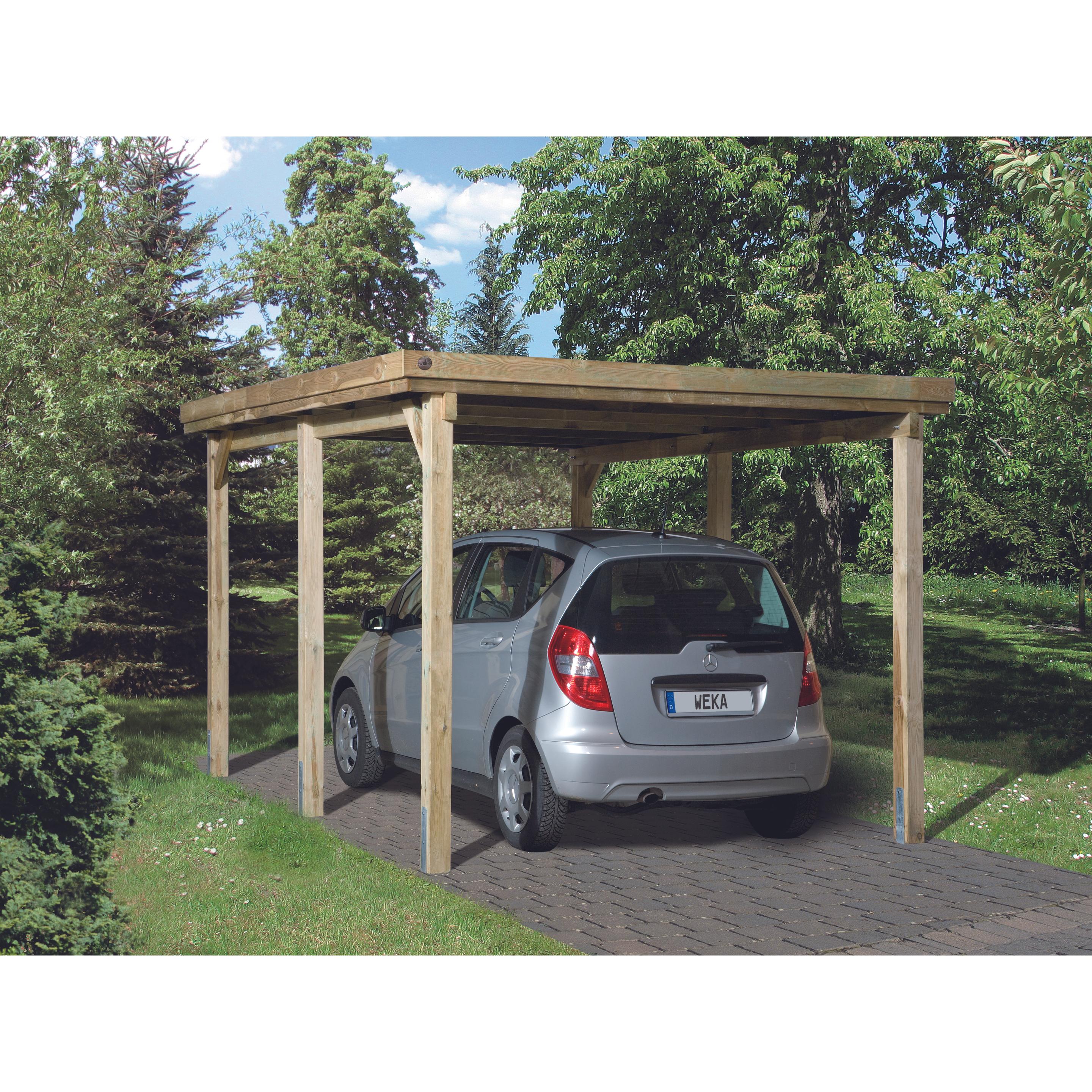 Weka Holzbau, Carport + Garage, Flachdach-Einzelcarport 617 Gr.1 mit PVC-Dachplatten