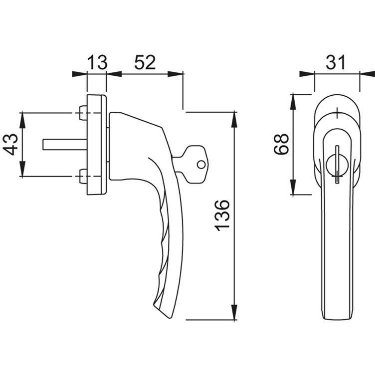 Thumbnail - Magni, Türgriff + Fenstergriff, HOPPE 099S/U52Z 200NM F9 7/037 / 4W1323-EW M5X45 (Türgriff)