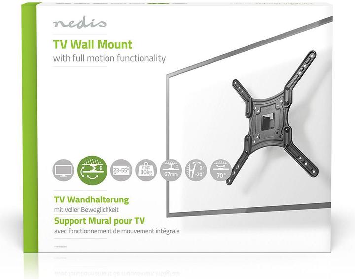 Image du produit Nedis Support mural pour TV avec horloge complète de 23 pouces (Mur, 30 kg, 23" - 55")