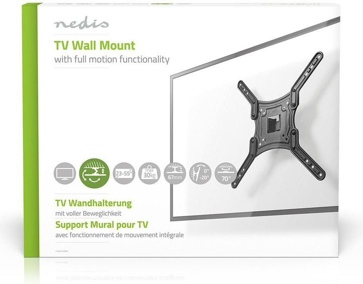 Immagine prodotto Nedis Supporto a parete per TV con movimento completo da 23 pollici (Muro, 55", 30 kg)