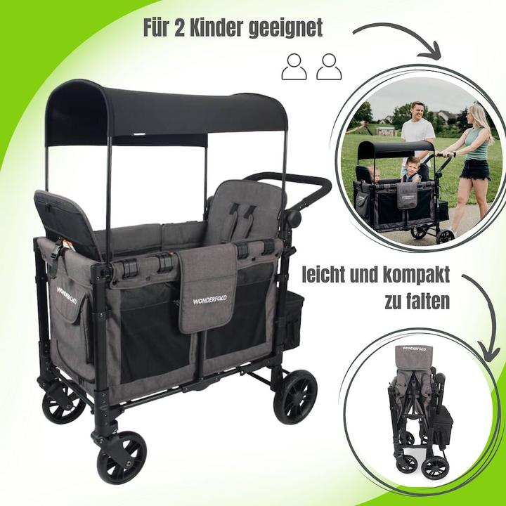 Image du produit WonderFold Poussette Elite Double Stroller Wagon Grey