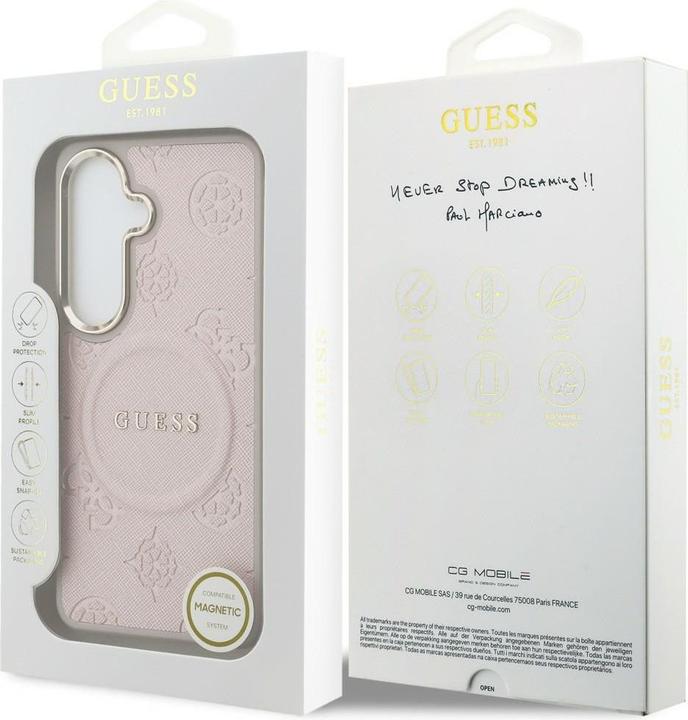 Actual product image Guess - Saffiano Peony Embossed Ring MagSafe (GUHMS26MPSAMSECP) - Samsung Galaxy S26 Plus - Pink (Samsung Galaxy S26)