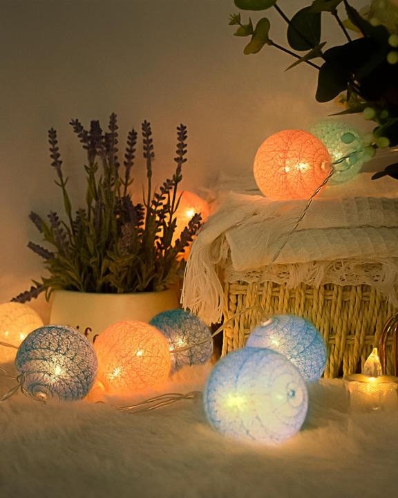 Actual product image Ciskotu Lichterkette Lampions 20 LED mit Cotton Balls (3.30 m)
