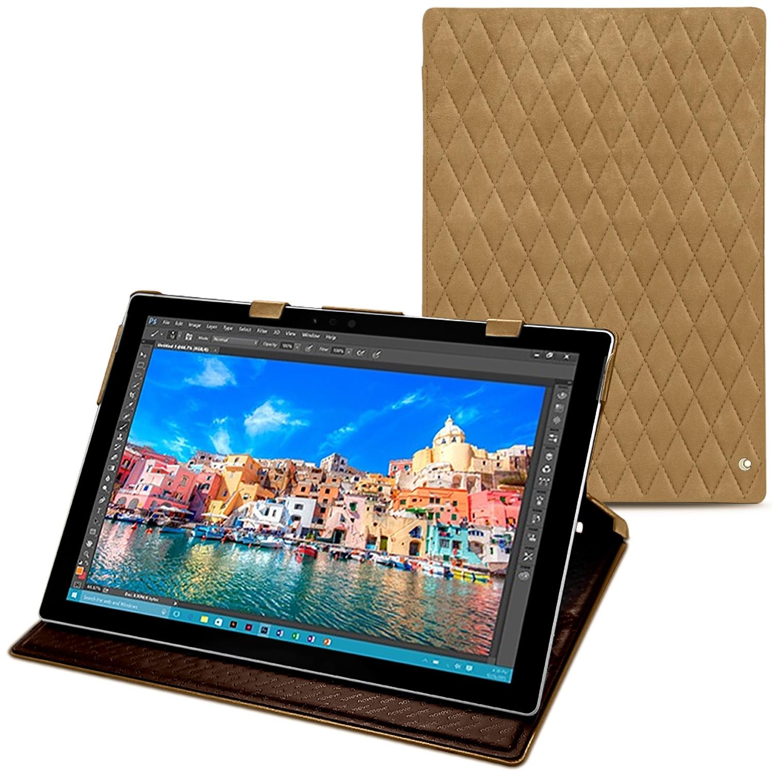 Noreve Lederschutzhülle vertikal (Microsoft Surface Pro 4), Tablet Hülle, Braun