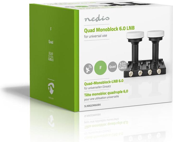 Produktbild Nedis LNB Quad Monoblock 6,0 ° Ausgangsanschluss: 4X F-Connector Rauschmass Bereich: 0.85 dB Konvers (Quad LNB)