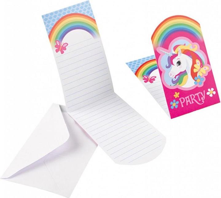 Amscan 8 Einladungs-Sets Einhorn (8 Stk.)