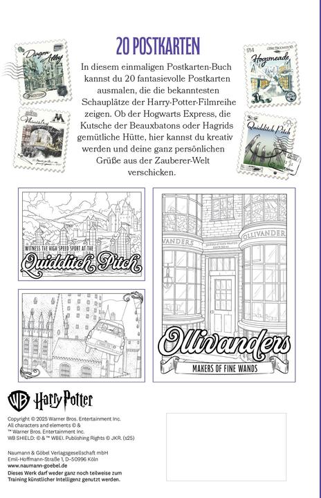 Produktbild Harry Potter 20 Ausmal-Postkarten: Greetings from Hogwarts, Hogsmeade, and beyond!
