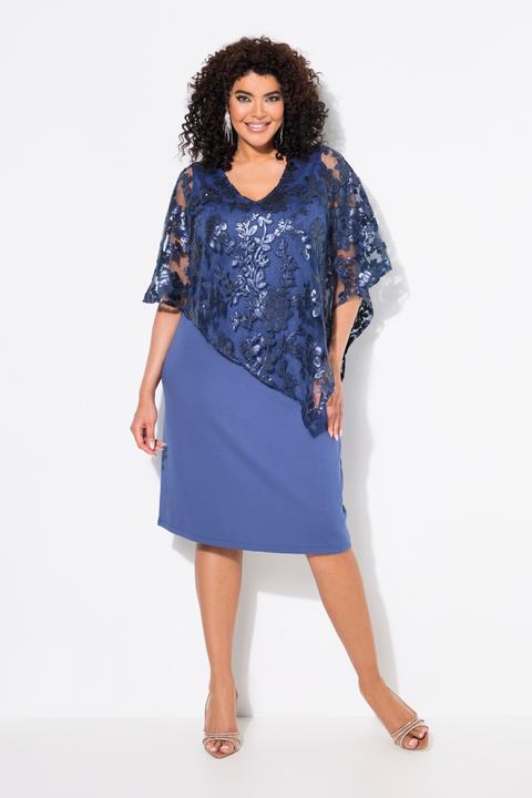 Produktbild Ulla Popken Kleid, Überwurf, Pailletten, V-Ausschnitt, 3/4-Arm (50, 52)