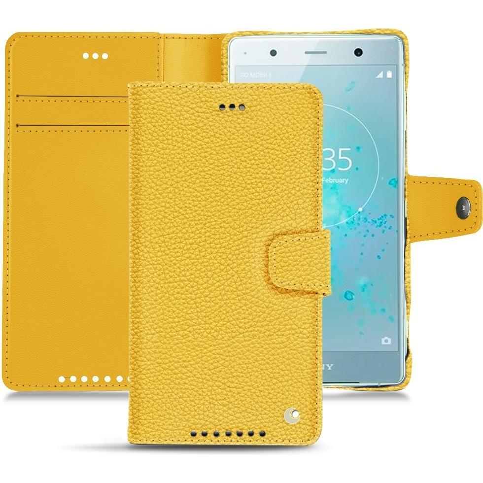 Noreve Lederschutzhülle Wallet (Sony Xperia XZ2 Premium), Smartphone Hülle, Orange