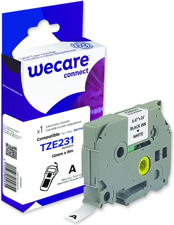 Actual product image Wecare Schriftband kompatibel zu Brother TZE-231 (1.20 cm, White)