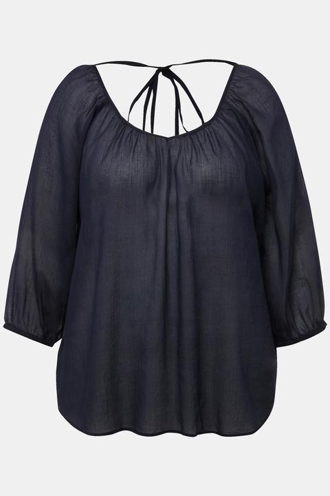 Actual product image Ulla Popken Tie Back Sheer Blouse (54)