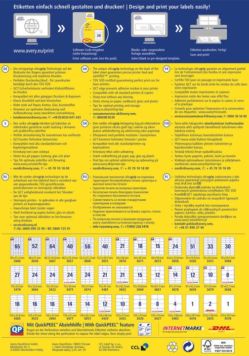 Actual product image Avery Universal labels