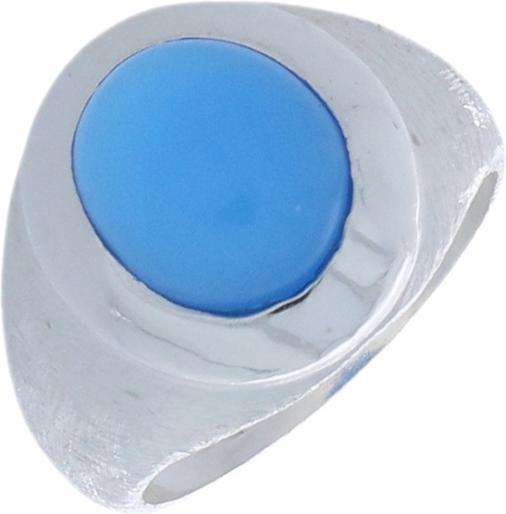 Luxxos Ring with 10 x 9 mm chalcedony blue 925 AG (56, 925 Silver)