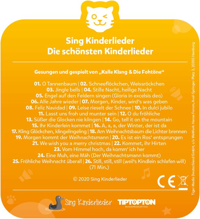 Produktbild Tigermedia tigercard - Sing Kinderlieder - Die schönsten Weihnachtslieder (Deutsch)