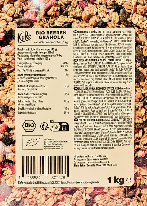 Produktbild KoRo Bio Granola Müsli mit Beeren (1000 g)