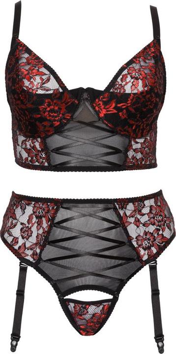 Produktbild Cottelli Collection BH Set schwarz/rot 95D/2XL (95 D)