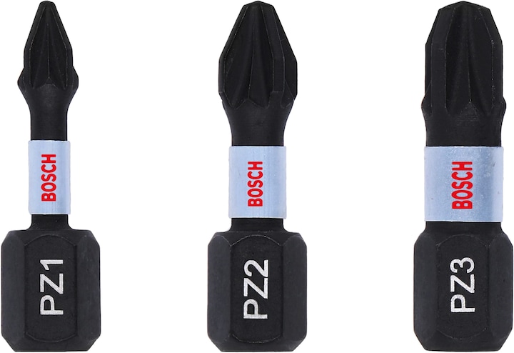 Produktbild Bosch Professional Zubehör PRO Pozidriv Impact Bit, PZ1x25, PZ2x25, PZ3x25 mm, 3-tlg. (PZ2, PZ1, PZ3)