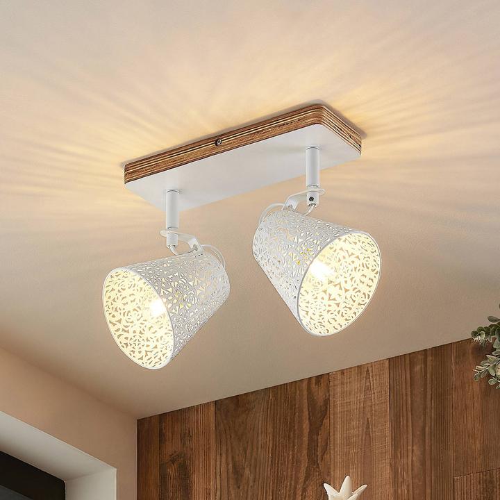Actual product image Lindby Nelda Spotlight, perforated pattern white two-light (E14)