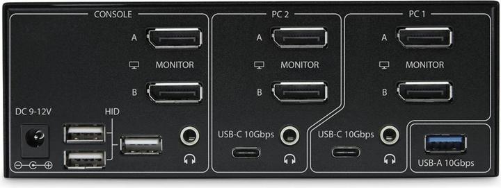 Produktbild StarTech COM 2-Port Dual-Monitor DisplayPort KVM Switch DP 1.4 8K 60Hz 4K 144Hz 2x USB 3.2 10Gbps Po