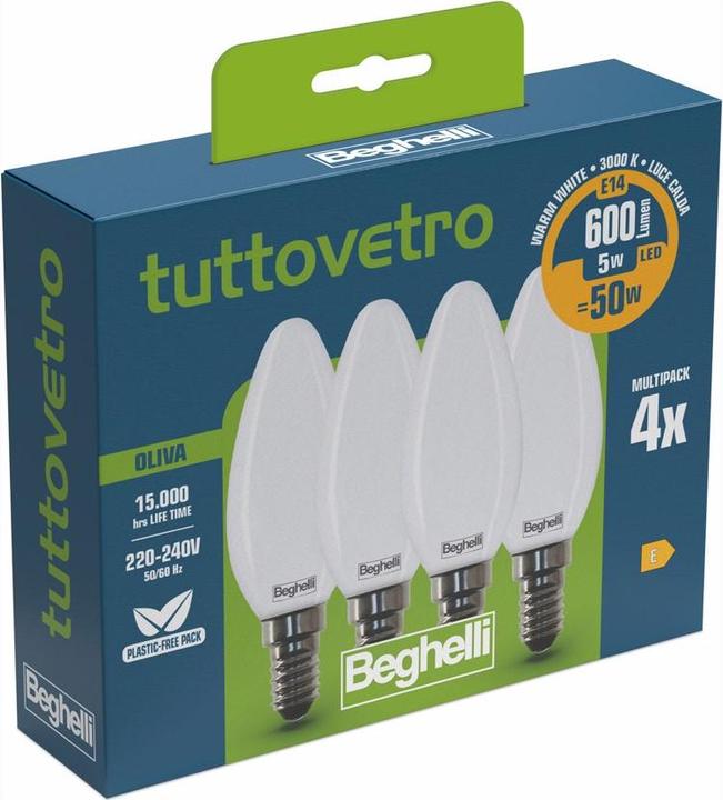 Actual product image Beghelli All-glass energy-saving bulb 5 W E14 E (E14, 600 lm, 4 x)
