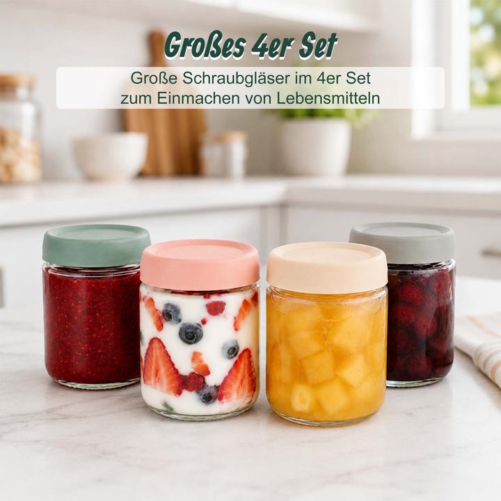 Produktbild Relaxdays 4x Einmachgläser (4 Stk., 0.45 l)