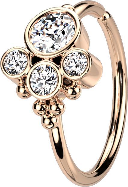 Immagine prodotto Star Piercing Anello Micro Piercing oro rosa quattro cristalli cinque palline (Ottone)