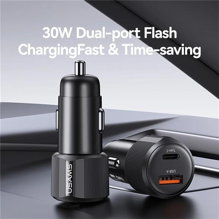 Produktbild Usams CC283 60W A+C Dual-port Fast Car Charger - YT Series Black
