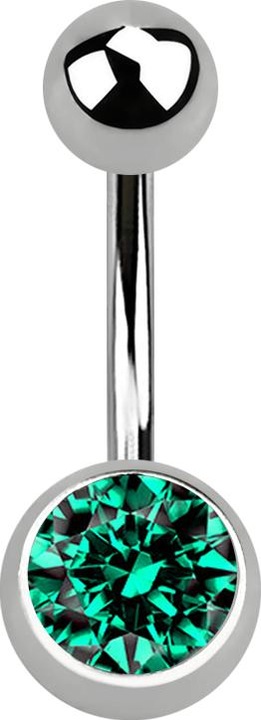 Produktbild Star Piercing Banane silber mit Kugel und Kugel Kristall türkis (Titan G23, ohne Messing)