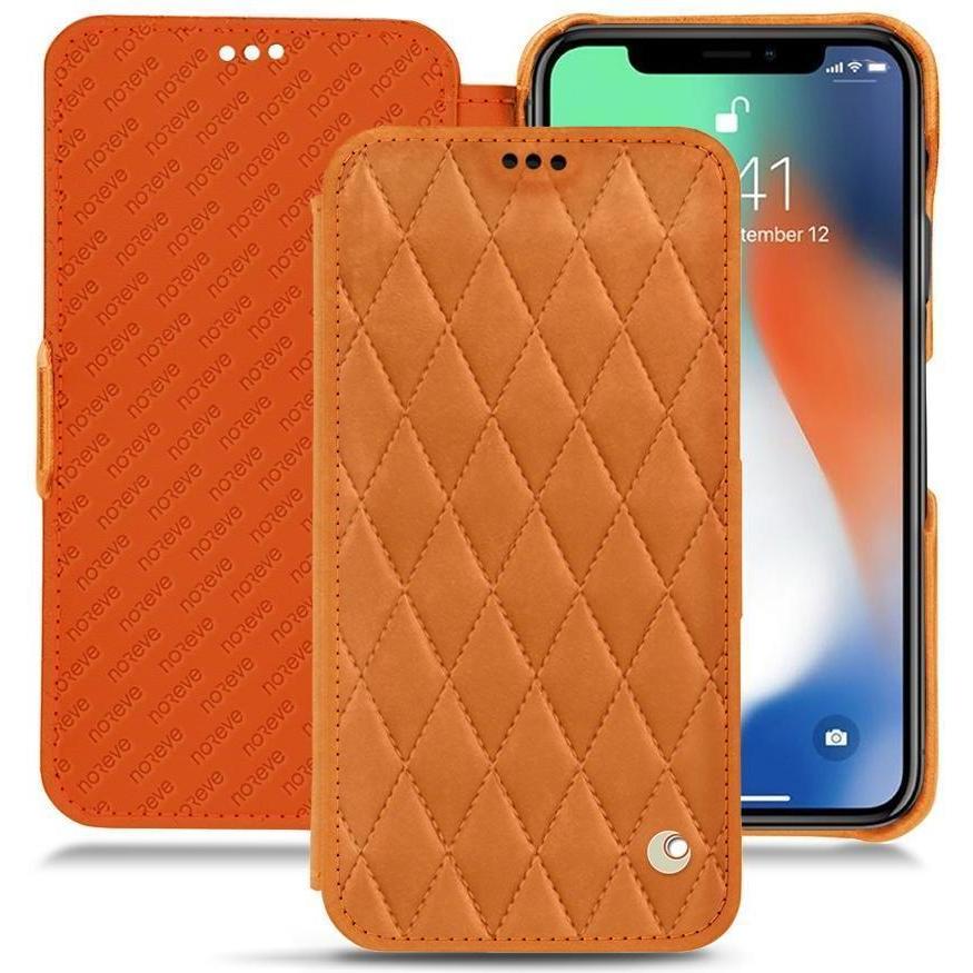 Noreve Lederschutzhülle horizontal (Apple iPhone XS Max), Smartphone Hülle, Orange