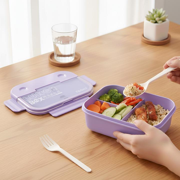 Produktbild Cheffinger Lunchbox 700ml 3 Fächer mit Besteck