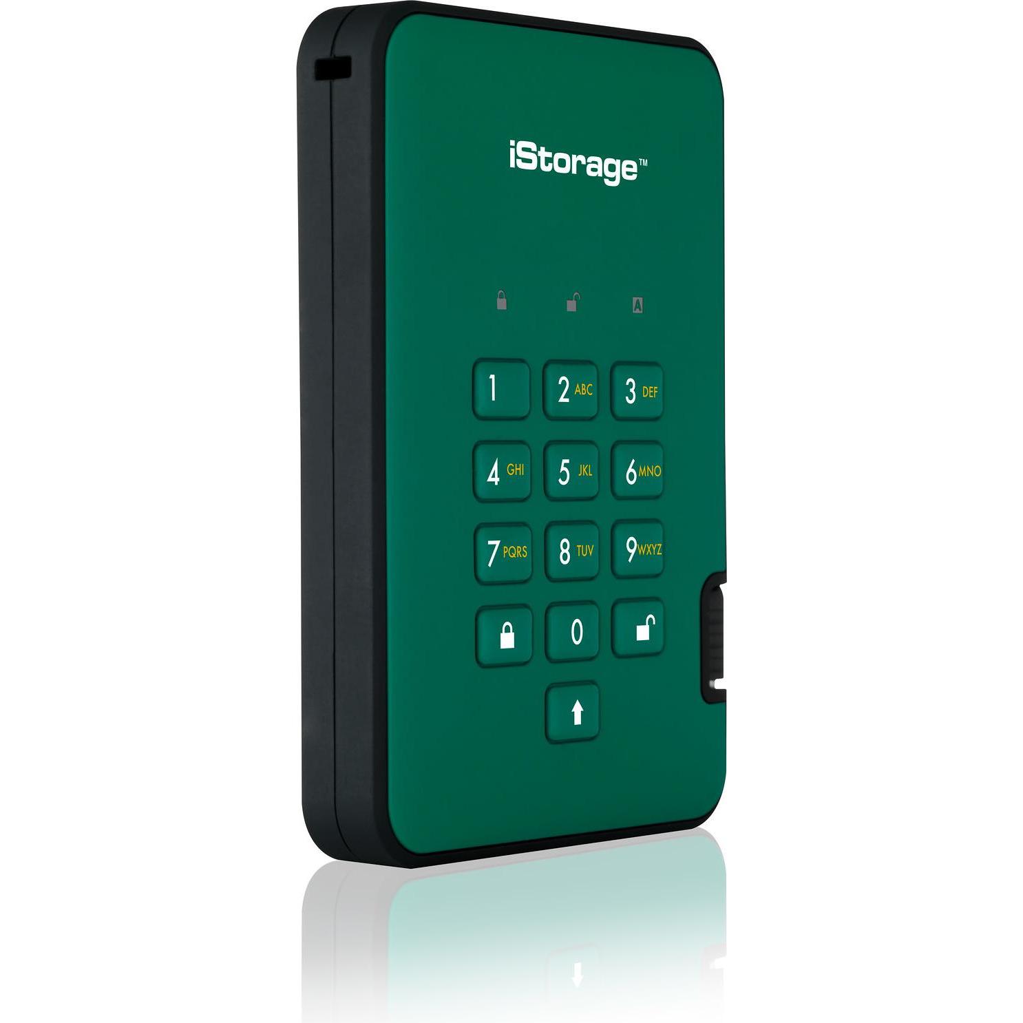 Thumbnail - iStorage diskAshur² - Festplatte - verschlüsselt - 2 TB - extern (tragbar) (2 TB), Externe Festplatte, Grün