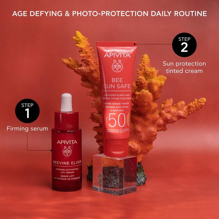 Actual product image Apivita BEE Sun Safe Anti-Spot and Anti-Ageing Cream SPF50 with Color 50 ml (Sun cream face, SPF 50, 50 ml)
