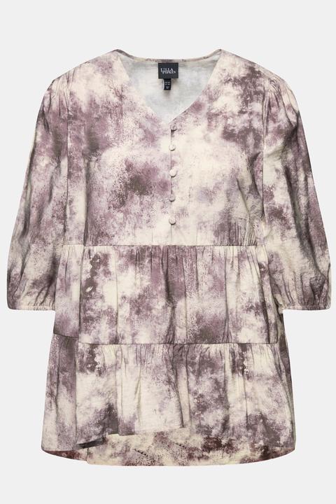Actual product image Ulla Popken Tiered Tie-Dye Blouse (60)