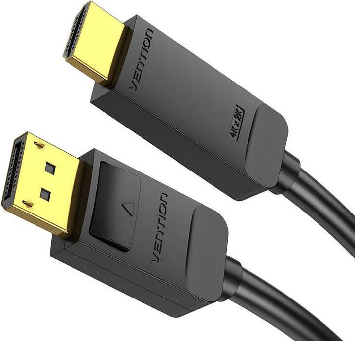 Produktbild Vention 4K DisplayPort zu HDMI 2.0 Kabel, schwarz - 3m (3 m, DisplayPort, 1.4)