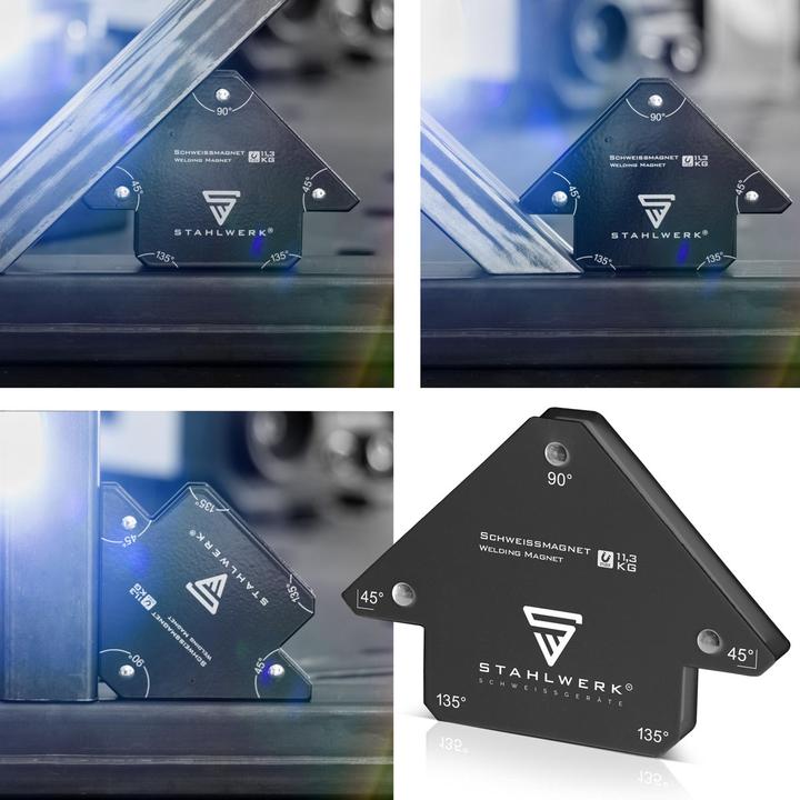 Produktbild Stahlwerk Schweisswinkel 4er Set Magnet 11,3kg 25lbs Schweissmagnet Magnetwinkel