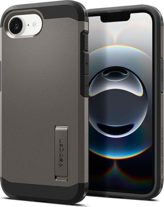 Actual product image Spigen Tough Armor Case with MagSafe for iPhone 16e with Stand - Gray (Apple iPhone 16e)