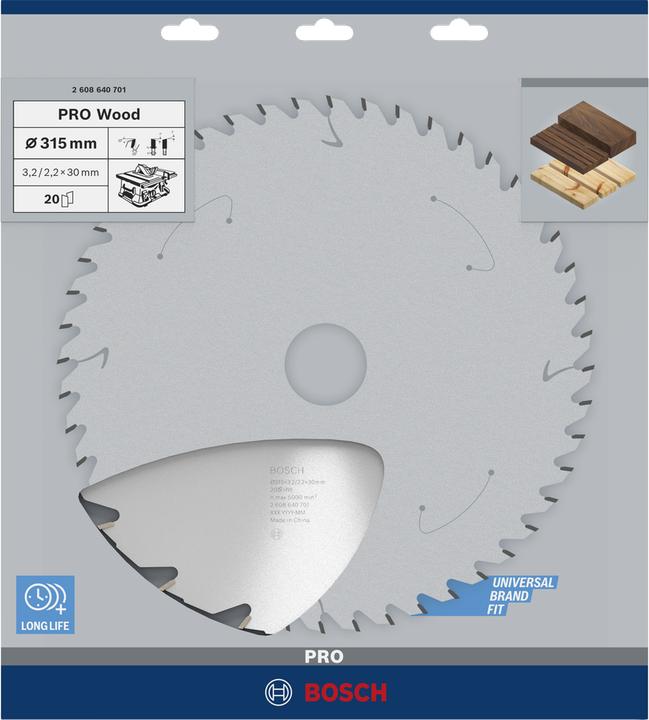 Actual product image Bosch Professional Zubehör PRO Wood circular saw blade, 315 x 3.2 x 30 mm