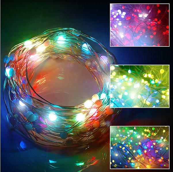 Image du produit Luminea Fil lumineux à LED RVB avec commande musicale, WLAN et App, USB, 10 m (10 m)