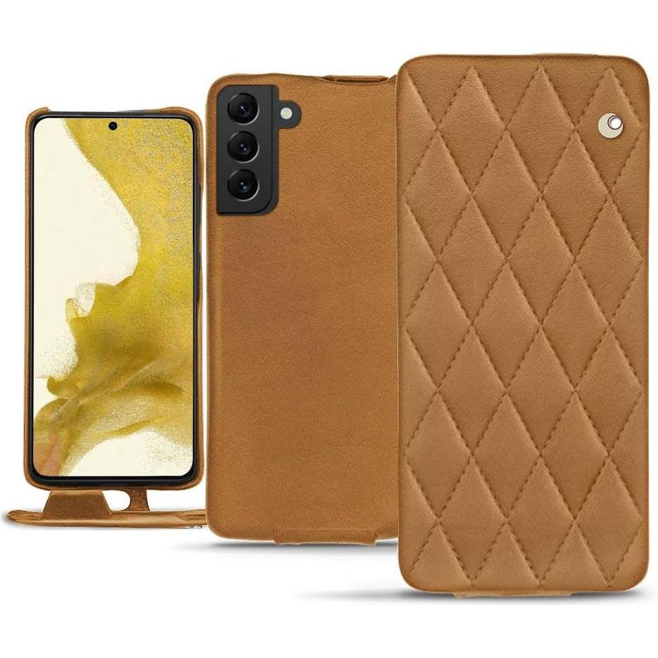 Noreve Lederschutzhülle vertikal (Samsung Galaxy S22), Smartphone Hülle, Braun