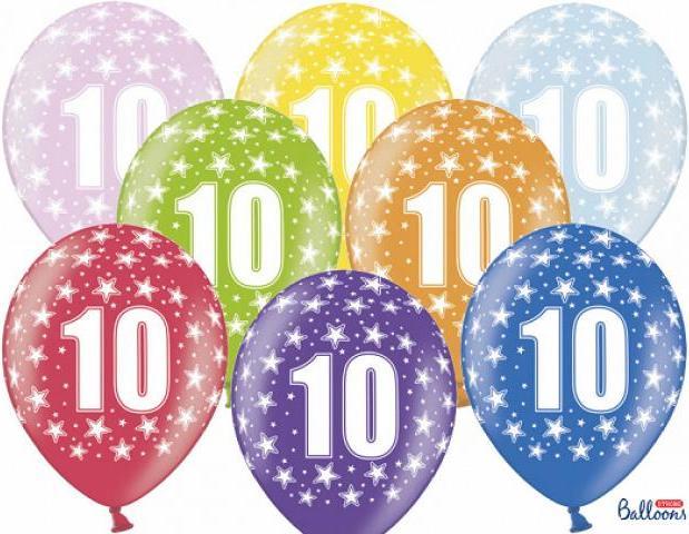 Produktbild Partydeco Balloons 30cm, 10th Birthday, Metallic Mix (1 pkt / 50 pc.) (50 x)