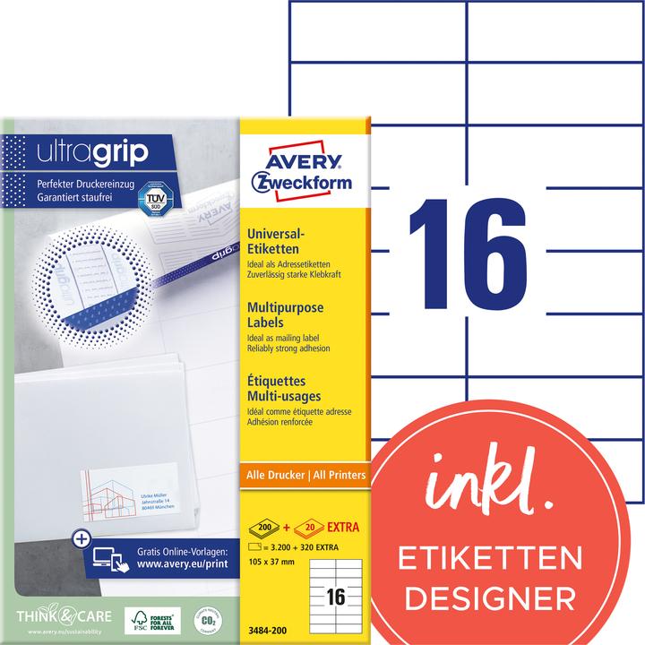 Actual product image Avery Universal labels