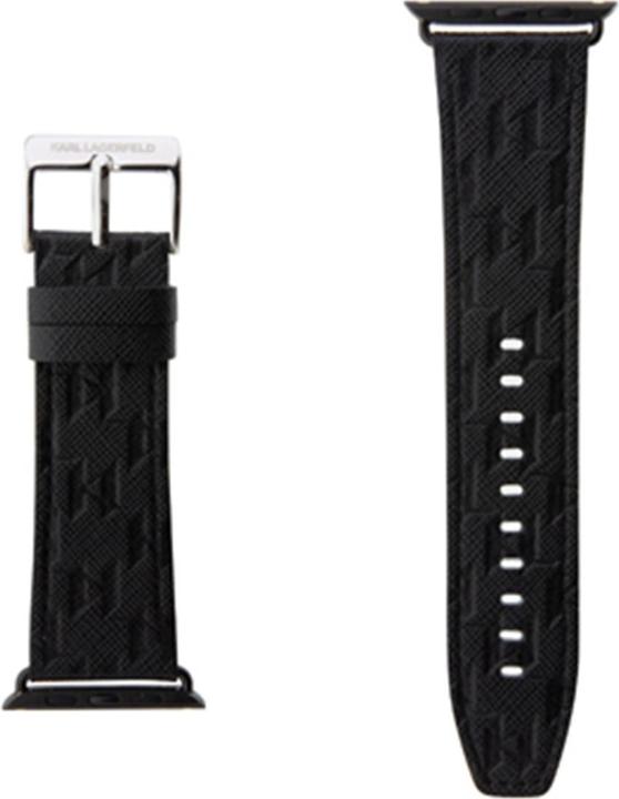 Actual product image Karl Lagerfeld Pasek KLAWMSAKLHPK Apple Watch 38/40/41mm czarny/black strap Saffiano Monogram (38 mm, 40 mm, 41 mm, Faux leather, Steel)
