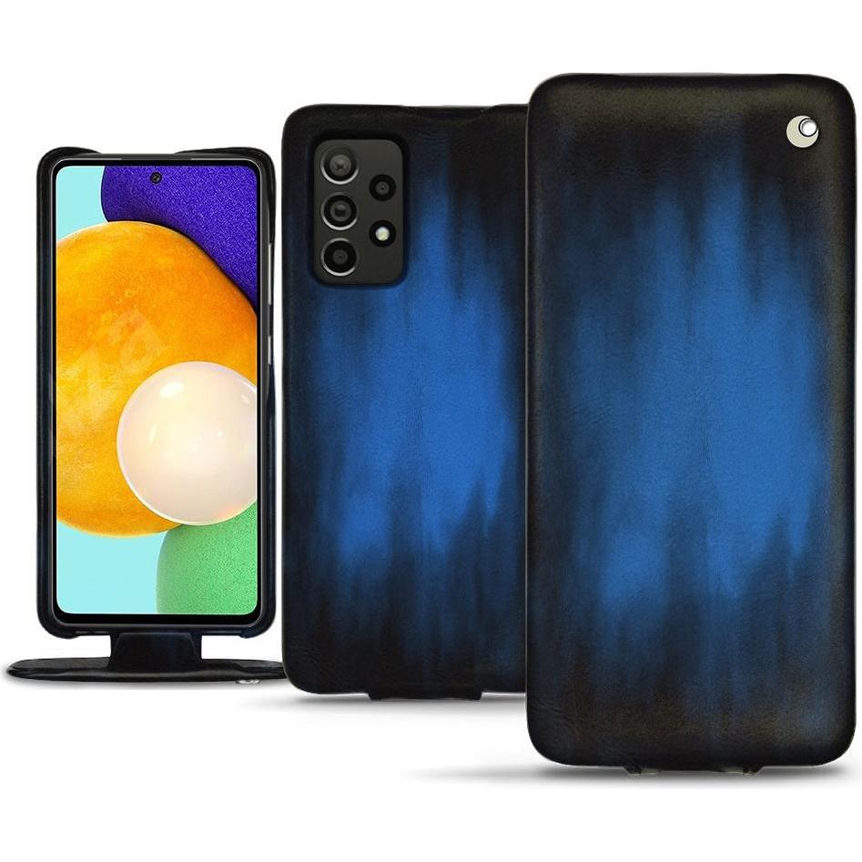 Noreve Lederschutzhülle vertikal (Samsung Galaxy A52), Smartphone Hülle, Blau