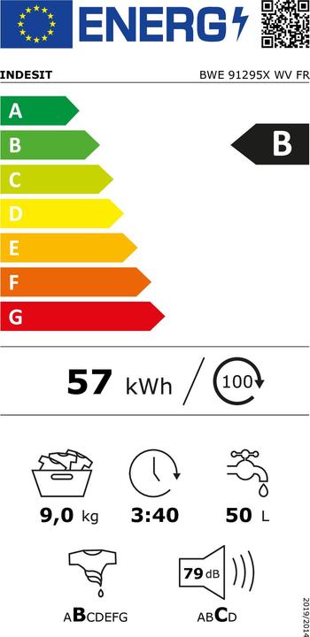 Energy Label Indesit BWE 91295X WV FR (9 kg, Left)