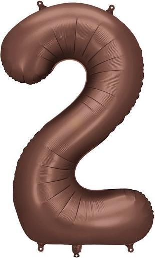 Partydeco Ballon alu Chiffre "2" Moka