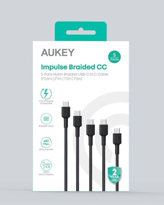 Image du produit Aukey USB type C - USB type C (0.50 m, USB 2.0, 60 W)