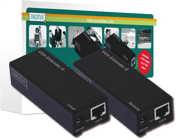 Produktbild Digitus VGA-UTP Extender 300m Sender/Empfaenger Kit 1920x1200 inkl. Netzteil (Multi-Monitor)