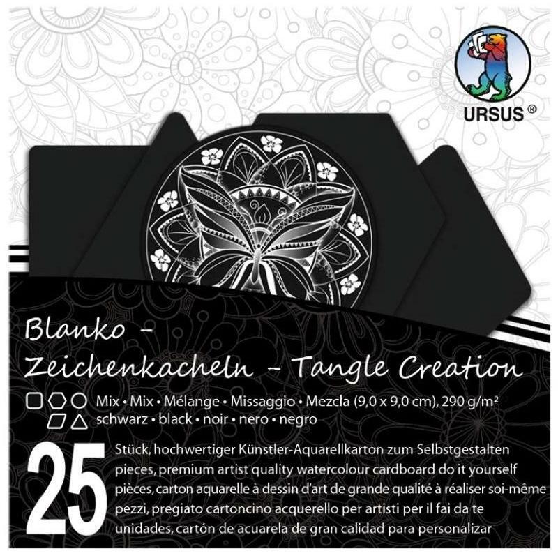 Ursus, Heft + Block, Aquarellblock Kacheln, 9 x 9 cm, Schwarz, 25 Stück (9 x 9 cm)